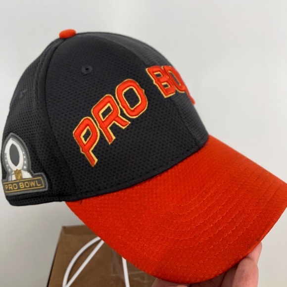 New Era NFL Pro Bowl Cap Orange Black Size M-L Football Embroidered Patch Vented - Picture 2 of 11